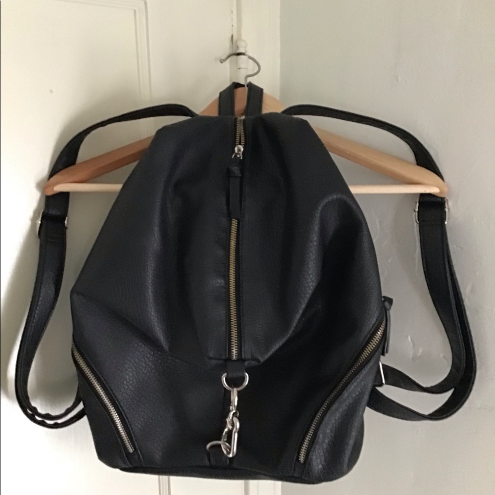 Black leather backpack purse